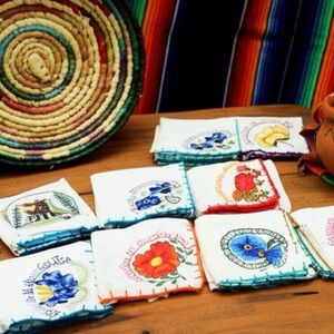 Mayan Embroidered Mexican Hand Crafted VINTAGE Handkerchiefs *RARE* Set of 6